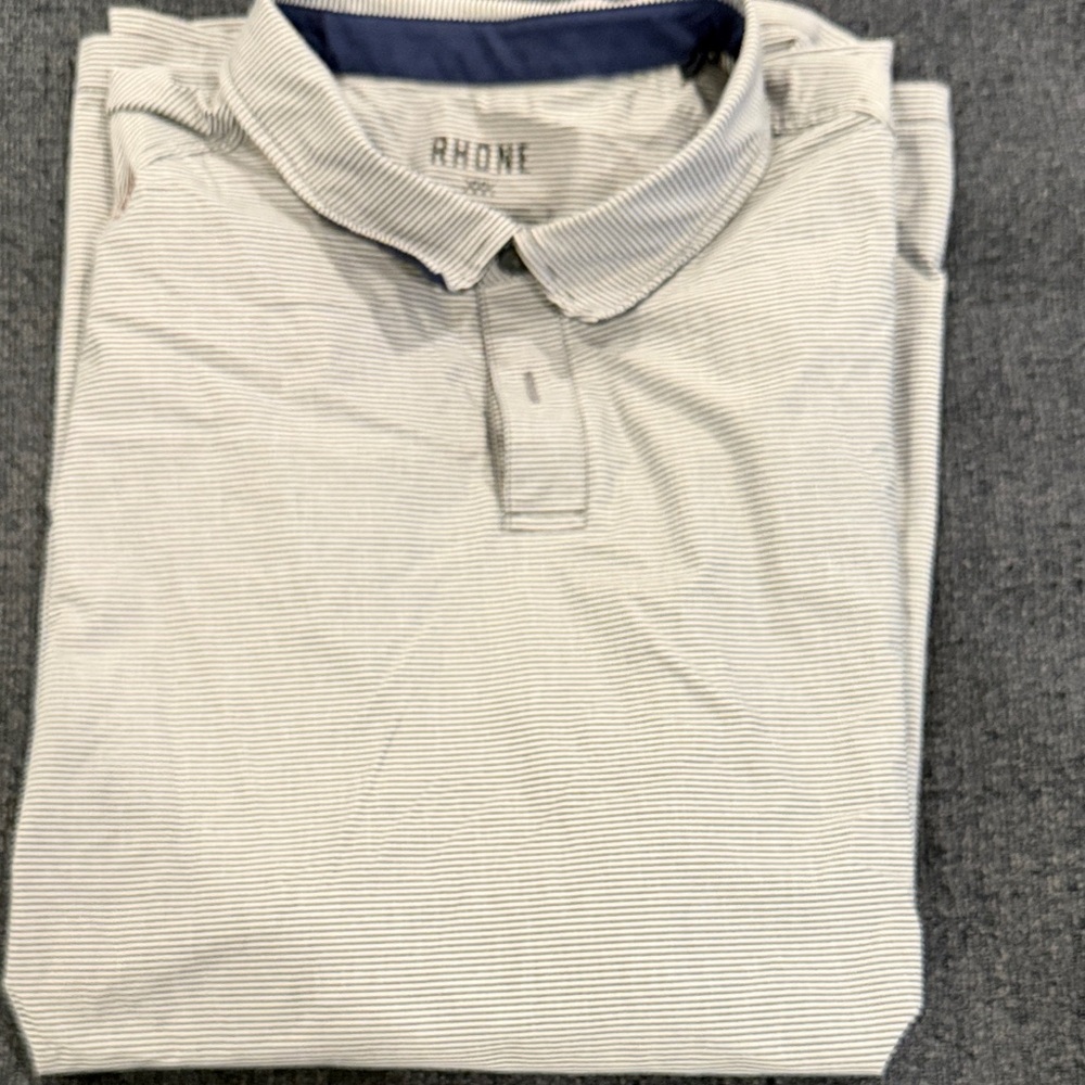 Rhone Men's Striped Polo Shirt - Light Gray